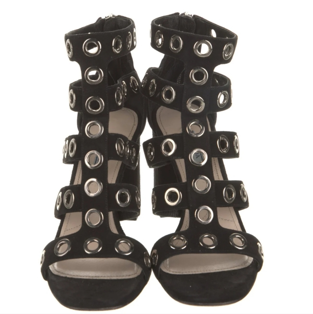 Prada Suede Eyelet Trim Gladiatr Sandal